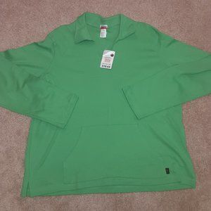 Green Polo-Neck Sweatshirt with Pocket